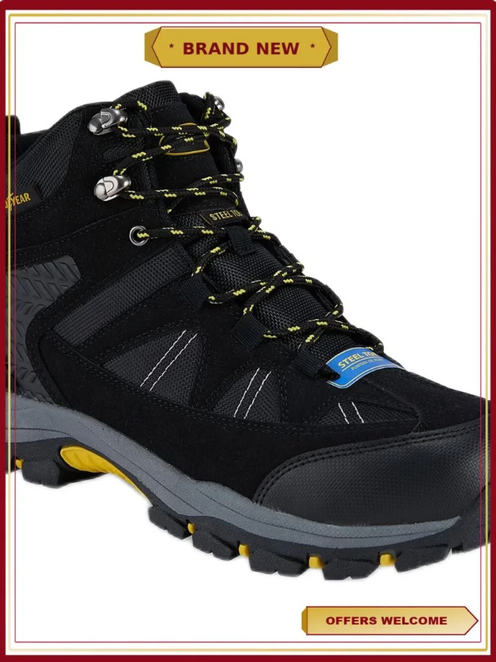 Men's Steel Toe Hiker Work Boots Outdoor Ankle Support Cushioned